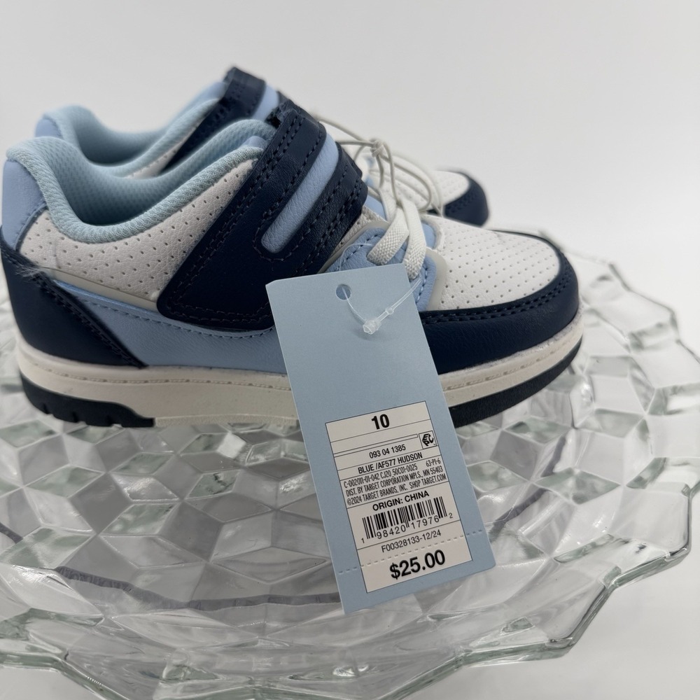 Cat & Jack Hudson Toddler Boys Blue White Hook Loop Sneakers Shoes Size 10 NEW - Picture 3 of 8